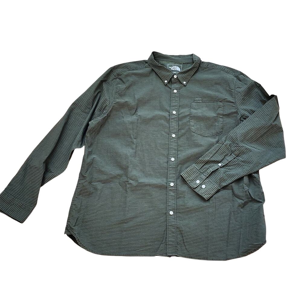 The North Face Button Down Shirt XXL Green Black Stripe | Outdoor Casual